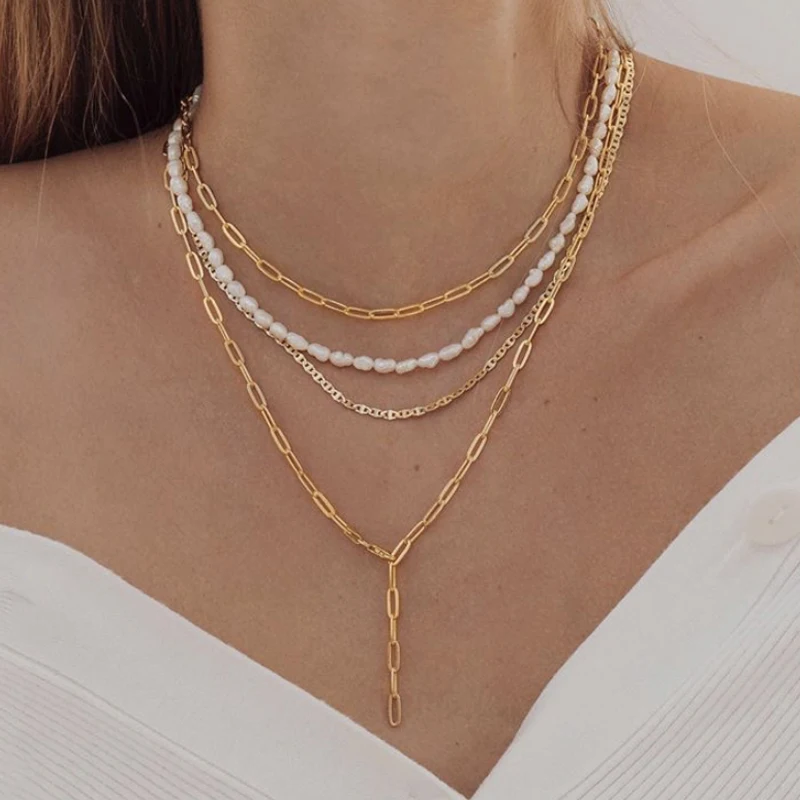 

Stylish Adjustable Gold Plated Link Chain Choker Necklace