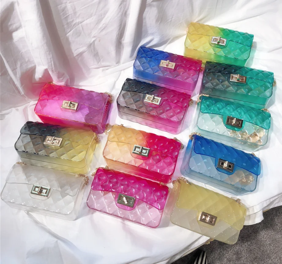 

Wholesale Ladies Chain Candy Handbags LargeJelly Hand Bag For Women Purses, Grandient series