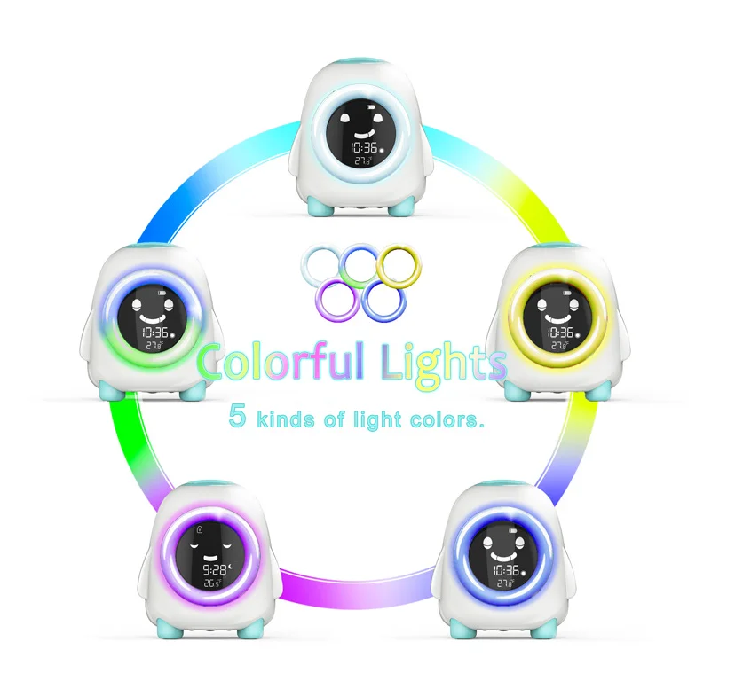 Antique Cute Shape Cartoon Baby Sleep Training Digital Alarm Clock Table Night Lights