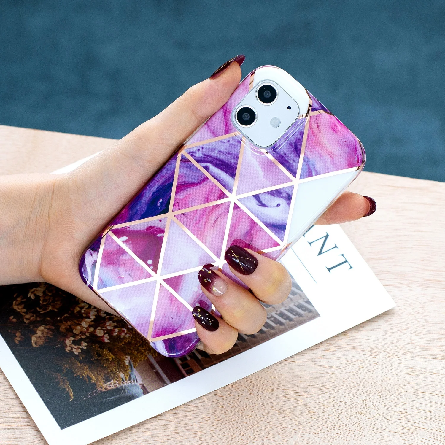 

IMD Marble Cell Phone Cases Soft TPU Geomatric Full Coverage Mobile Phone Case for iPhone 11 12 Pro Luxury IMD Back Cover, Multi colors