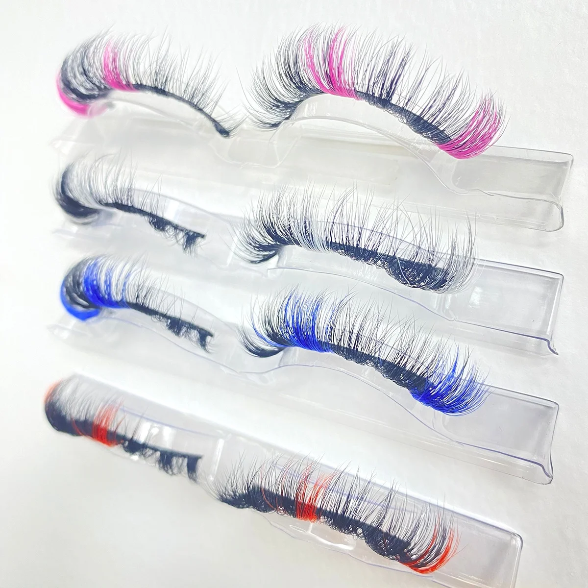 

3d natural mixed colored eyelashes wholesale other two colour sik lashes full strip faux mink lashes