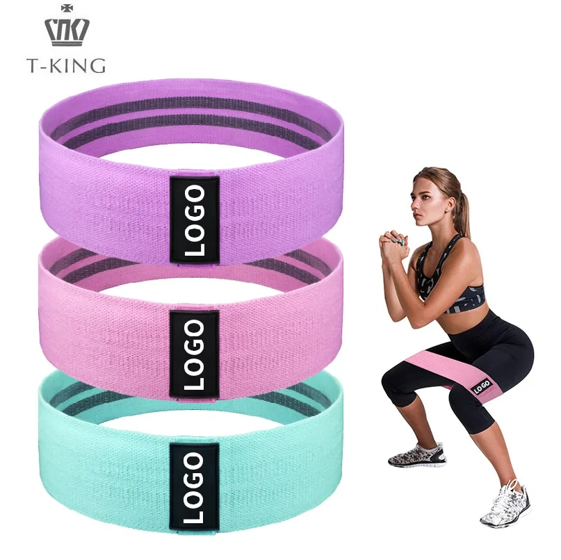 

Tking Custom Logo Printed Yoga Gym Exercise Fitness For Legs Glutes Booty Hip Fabric Resistance Bands