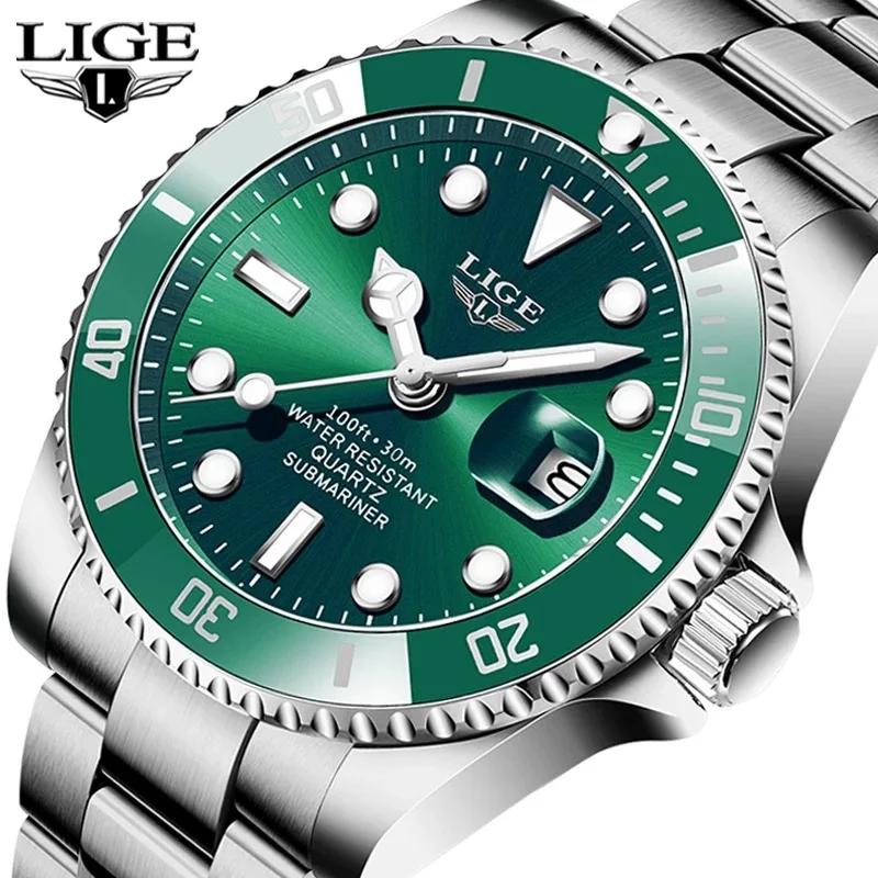 

LIGE 10045 High Quality Luxury Charm Watch Man 30ATM Waterproof Date Clock Watches Men Wrist Quartz Wristwatch Reloj Hombre, 7-colors