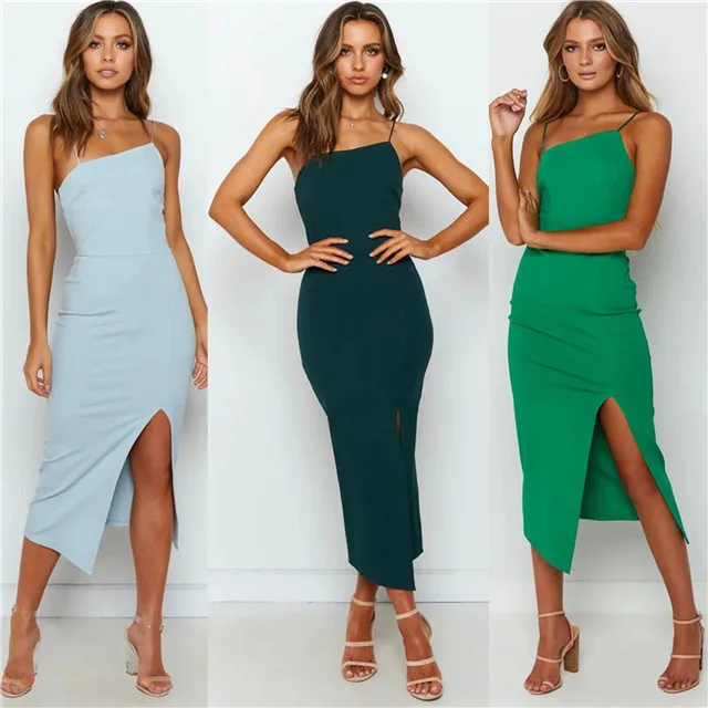 

Summer Fashion Women Sexy Sling Slim Custom Bodycon Dress, Picture showed