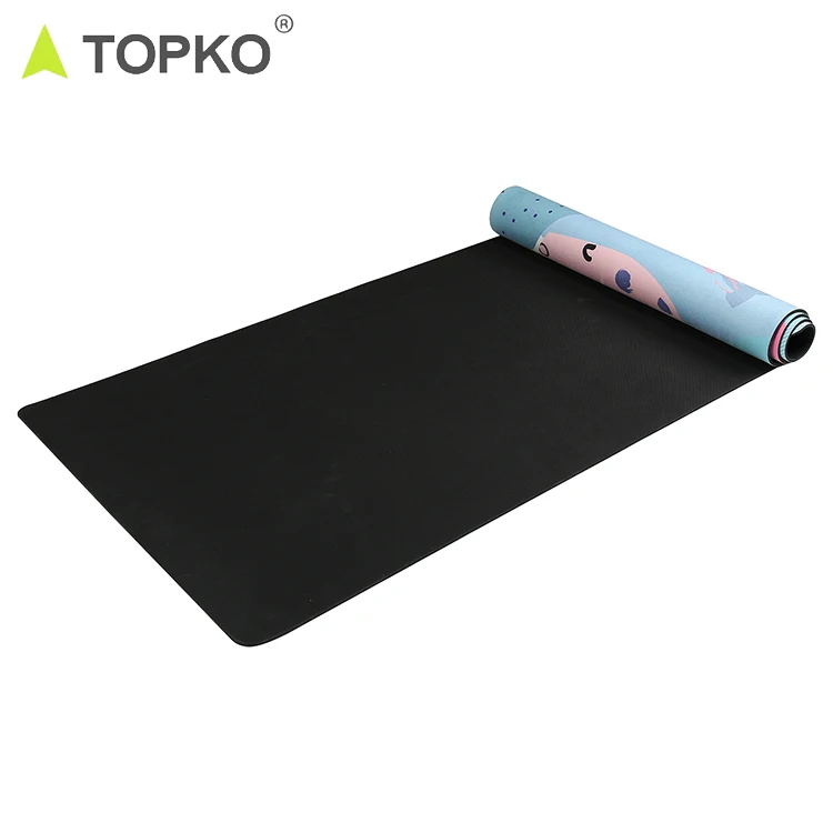 Topko Durable Suede Natural Rubber Yoga Mat Eco Friendly Custom Digital Printed Microfiber Suede