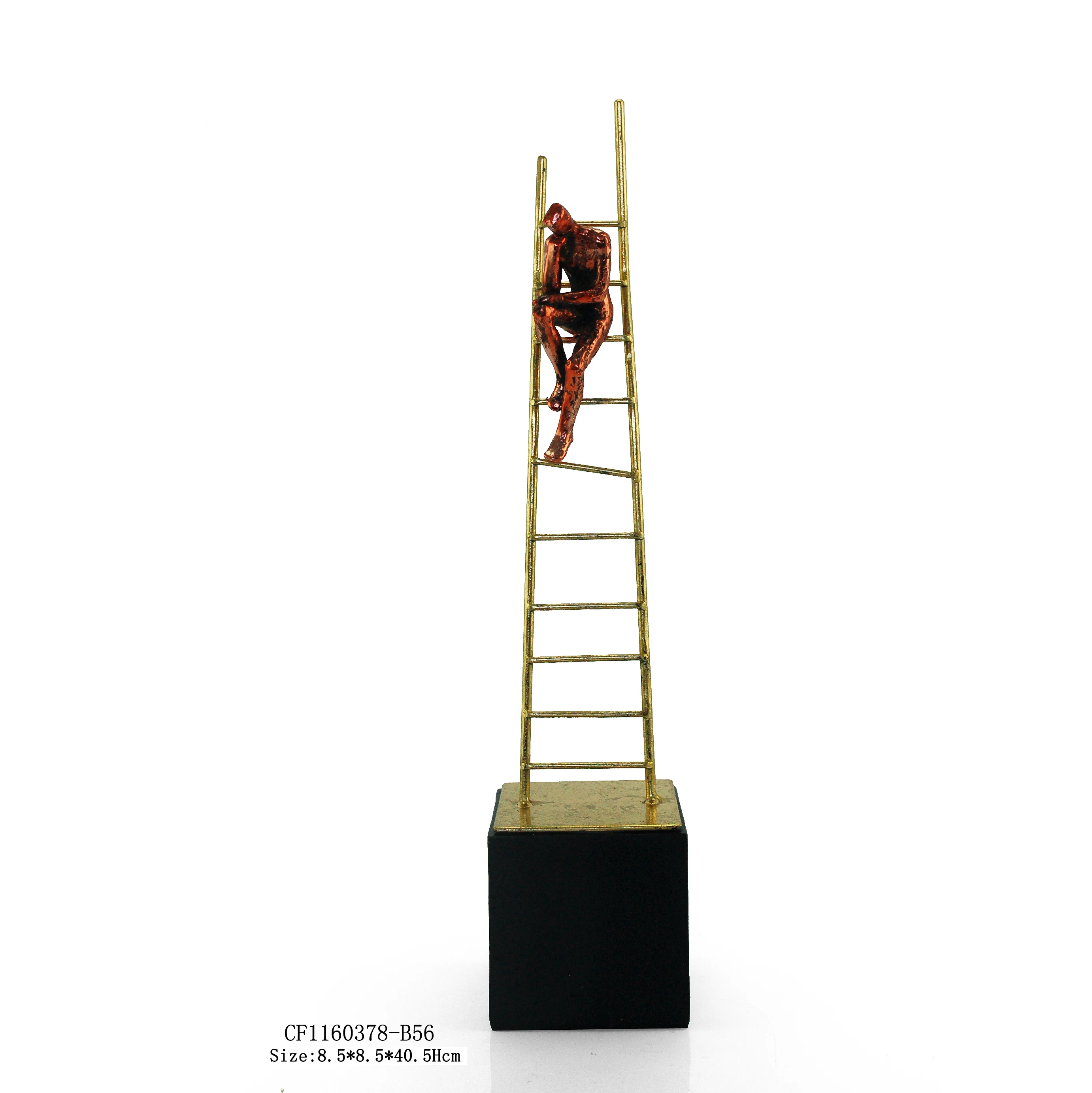 Wholesales luxury resin craft walking man with ladder for home decoration manufacture