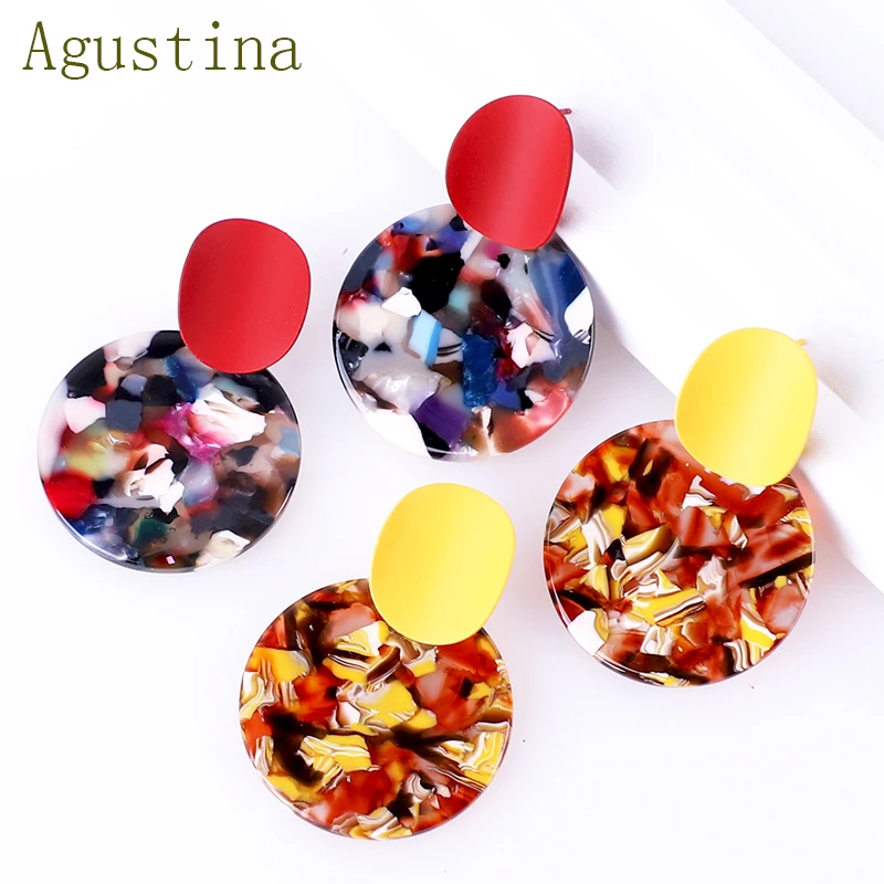 

Agustina 2020 Bohemian New Women's Jewelry Party Korean Acrylic Fashion Earrings girls Small Round Earrings, Colorful