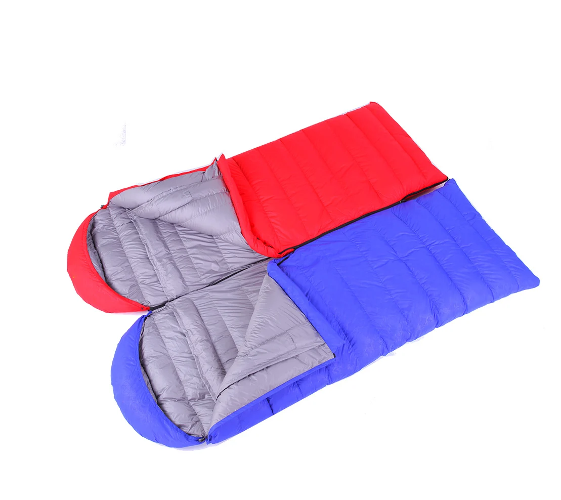 

cold weather ultralight 400T Nylon envelope double sleeping bag (180+30)*75cm warm goose down outdoor sleeping bag, Customized color,rts is random color
