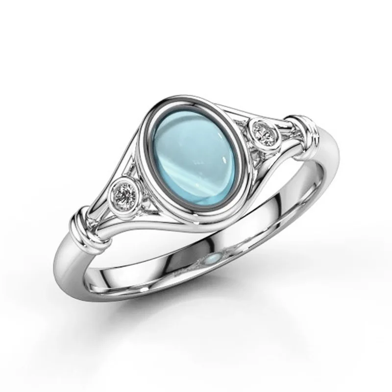 

Factory Direct Sale Fashion Natural Moonstone Victorian New Style Solitaire Ring for Women Jewelry Ring, Silver color