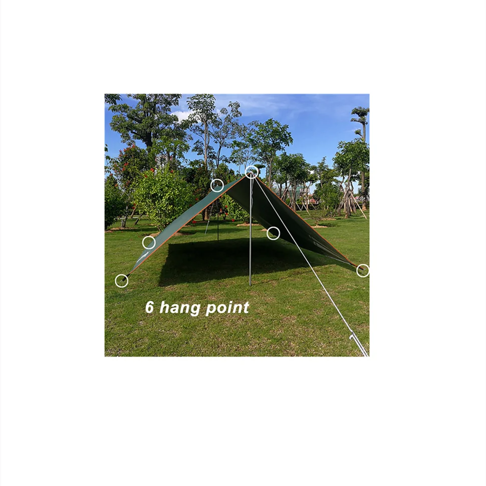 

Lightweight Portable Waterproof Camping Fly Rain Tarp Shelter Sunshade With Aluminum Pole, Green