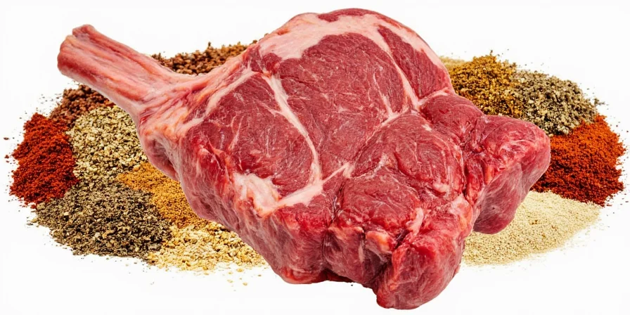 Applying a dry spice rub on lamb chop