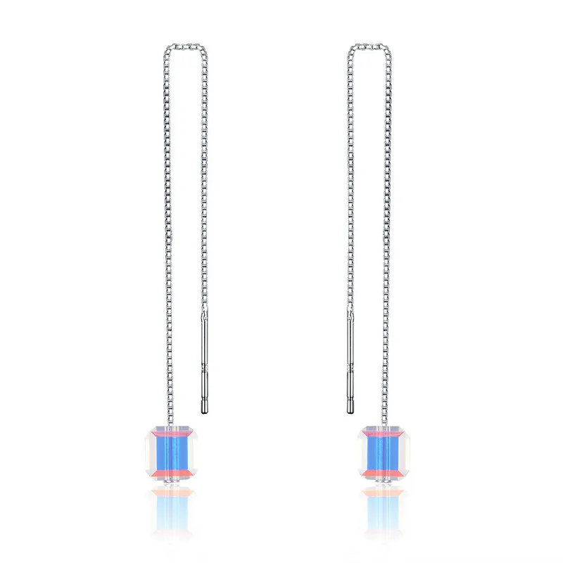 

Tall girl model earring lomg 925 silver chain earring