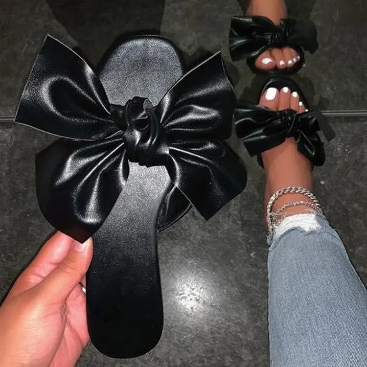 

2021 new style Summer Fashion Shallow Women's Sandals Butterfly-knot Outside Slippers Slip-on Ladies Cute Flat Hot