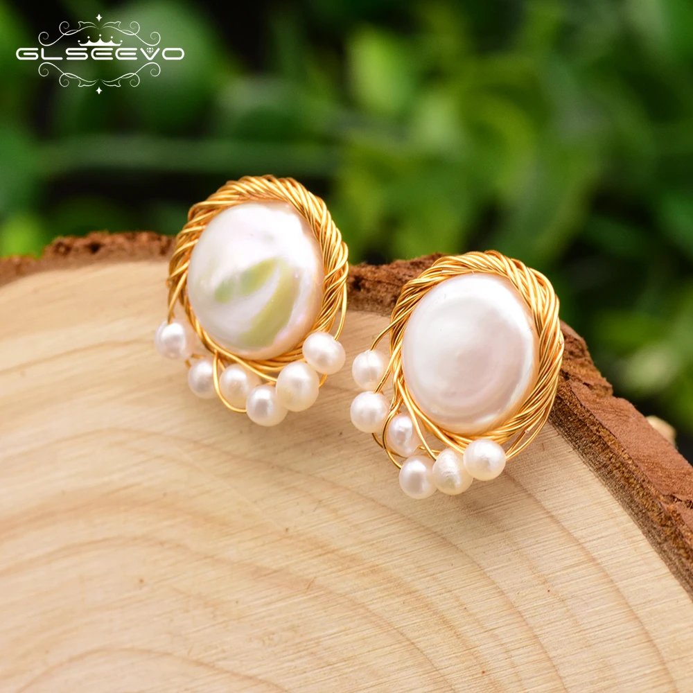 

Original design natural freshwater baroque pearl pendant earrings exquisite handmade jewelry earrings