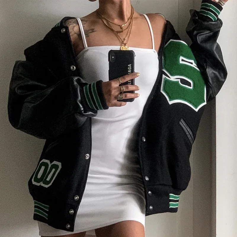 Retro Jacket Women's Baseball Uniform New Pilot Jacket Women Fashion Retro Clothes Streetwear Oversized Jacket colorblock