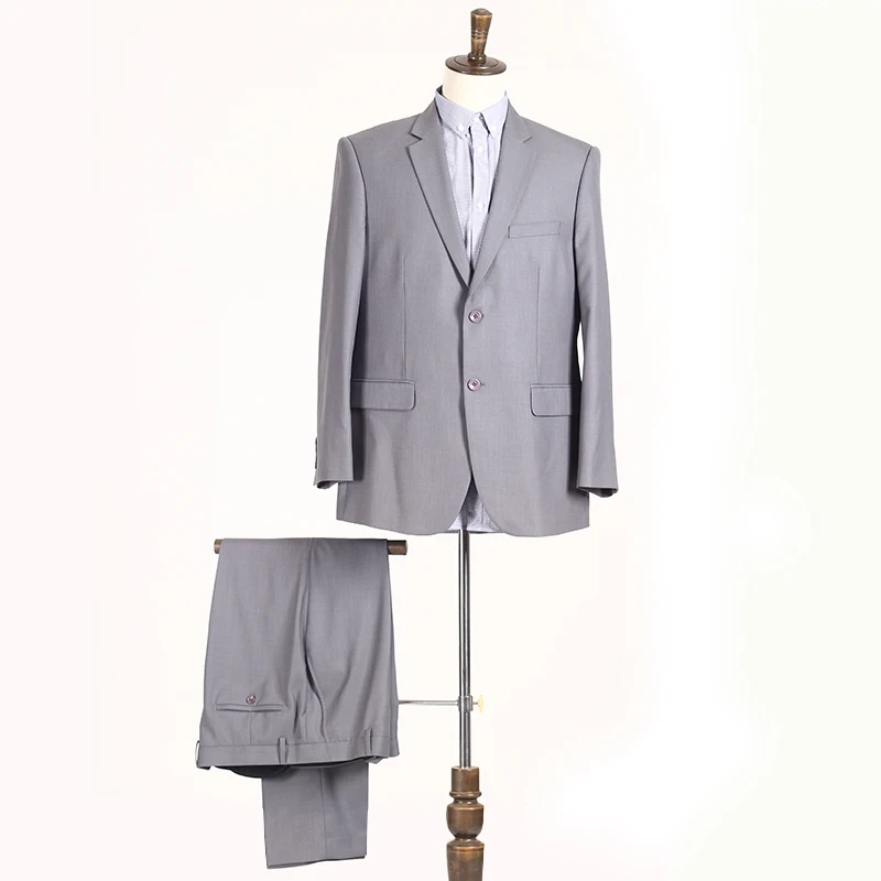 

high quality silver in stock men business suit top and trousers sets