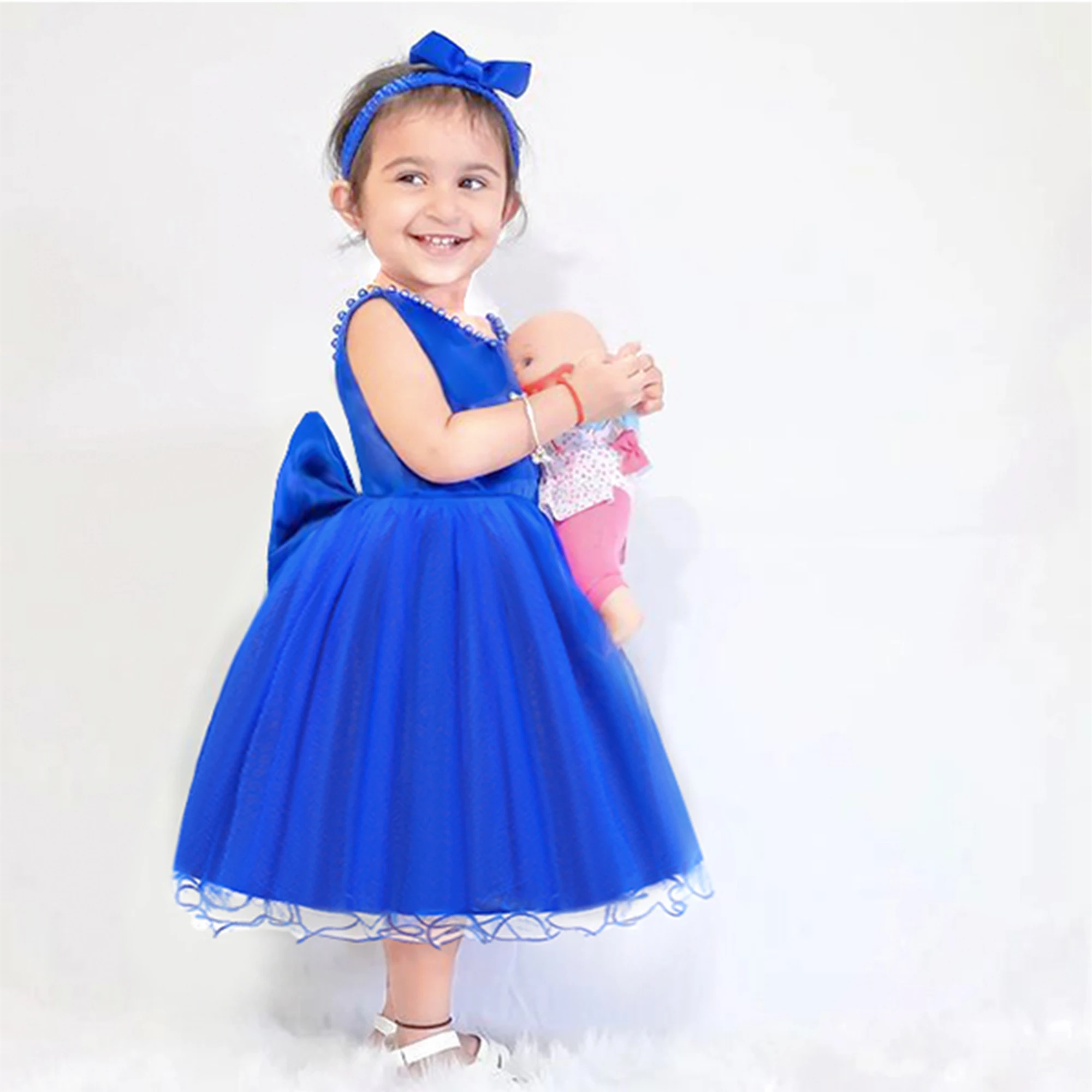 

LZH Wedding Baby Bowknot Princess Dress For Infant 1st Birthday Party Dress Baby Girl Dresses