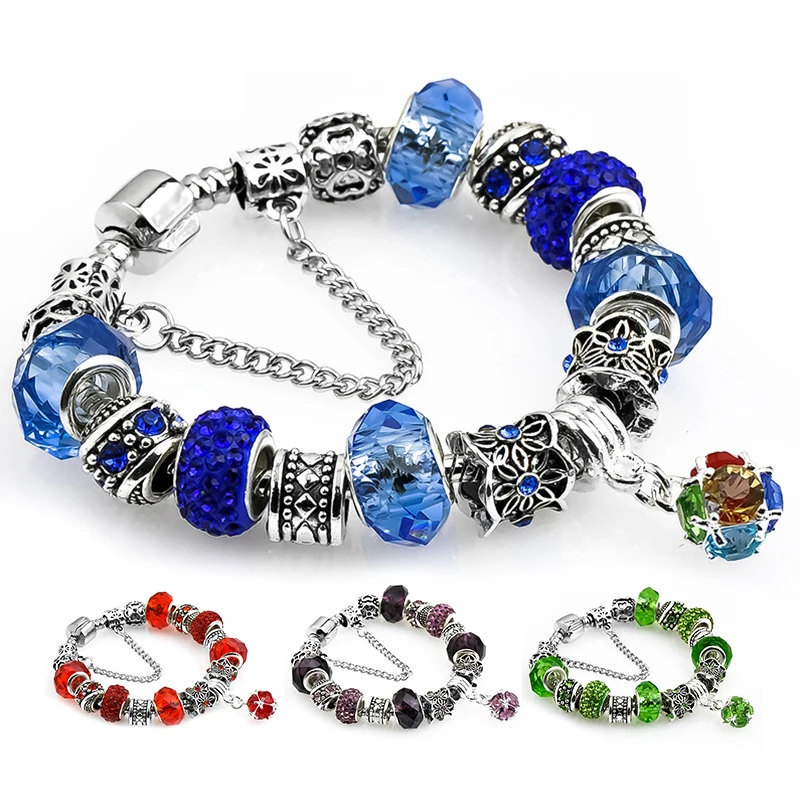 

Weihao Hot Sale Fashion Bracelet Crystal Glass Alloy Charm Bead Bracelet 12 Zodiac Bracelet For Women, As picture show