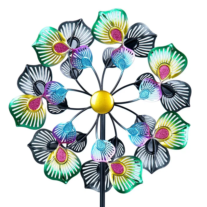 

Hourpark wholesale multi color peacock feature sculpture metal stake outdoor decor windmills garden wind spinners