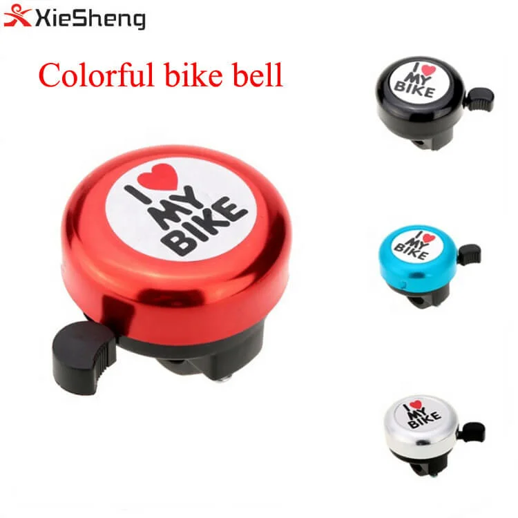 

Novelty Bicycle Bells Clear Sound Aluminum Multi color Bike Bell Heart Alarm Bike Metal Handlebar Horn cycling bisiklet, White/yellow/red/purple/green/blue/black/pink