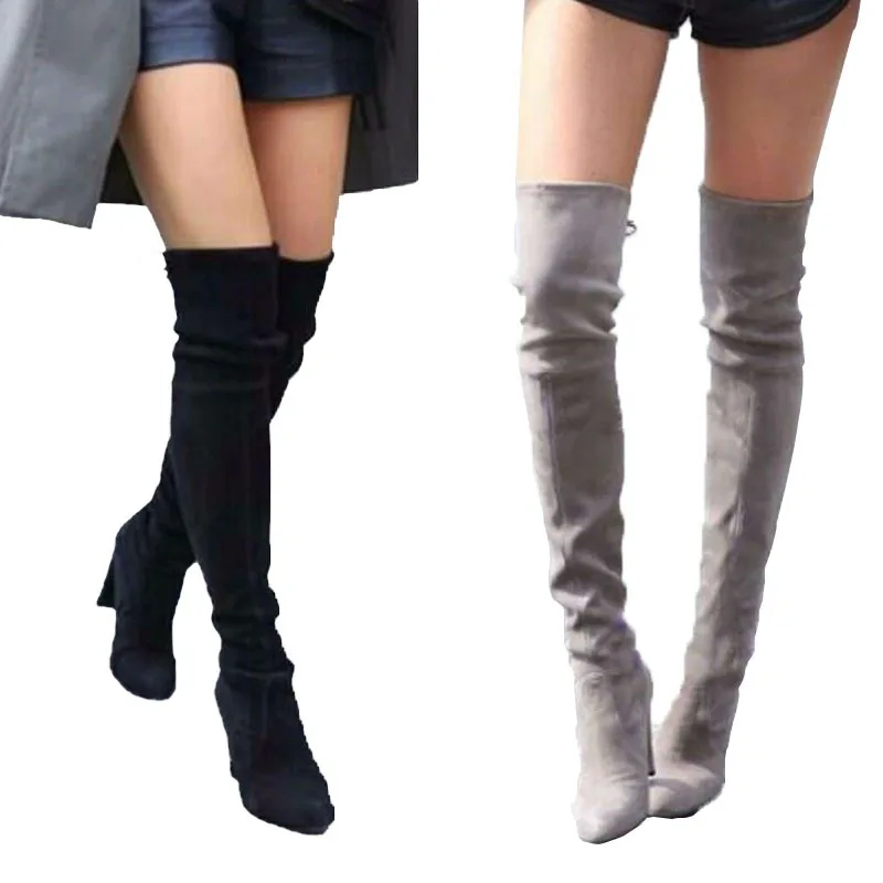 

New Autumn And Winter Long Boots Over The Knee Women'S Boots Fashion Block Heel High Heel Shoes Women Winter Boots