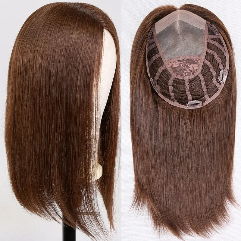 Brazilian virgin hair Hand-made mono top toupee 100% Human Hair Topper Hairpiece Toupee Top Piece For Women