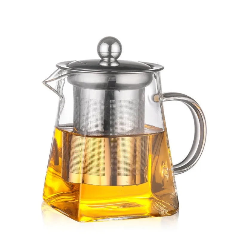 

New design square shape pyrex glass teapot with handle, Clear