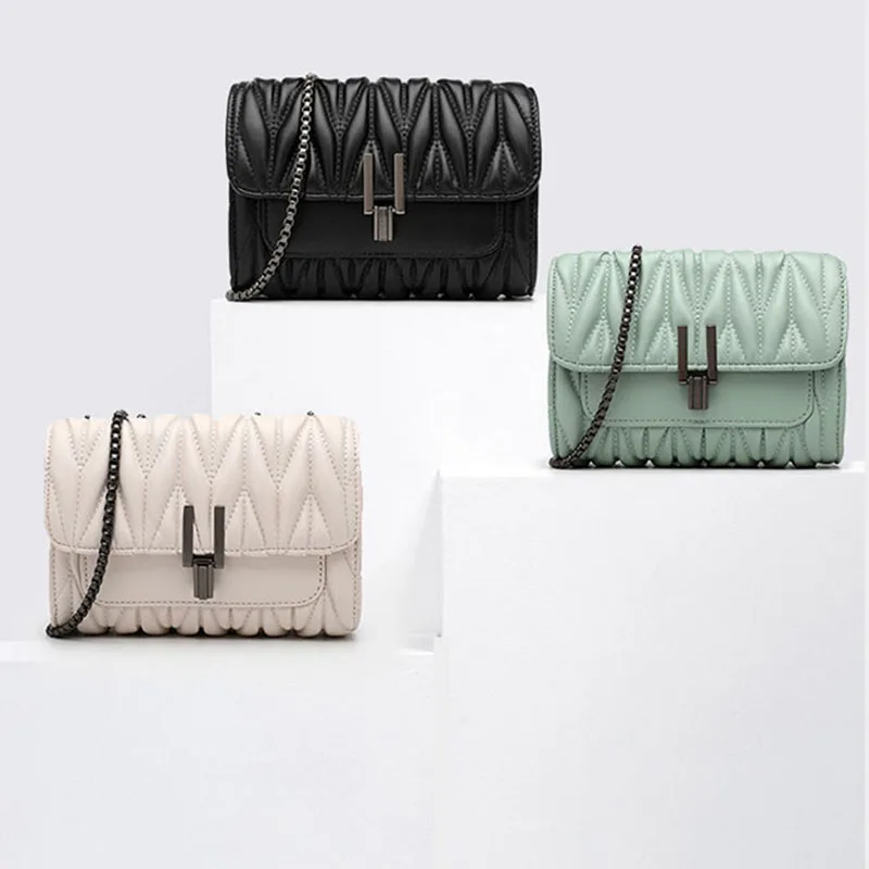 

Manufacturers direct sale 2020 new handbag fashion cross-body women's bag Korean version of the wave pleated