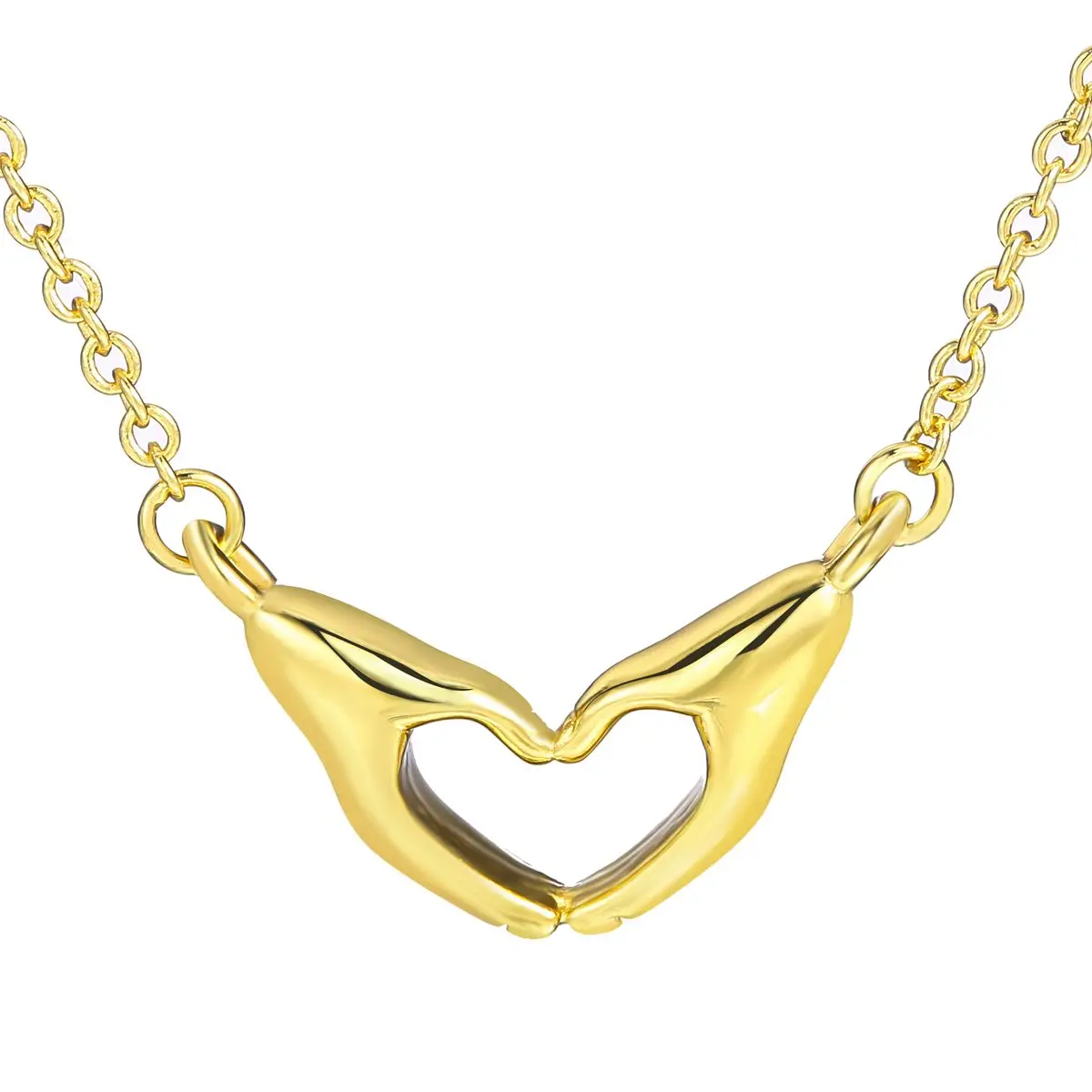 

Exquisite Fashion Jewelry Necklace Gold Plated Pendant Palm Hand Heart Necklace For Women As Gift