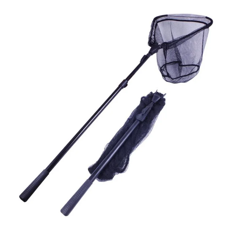 

WEIHE 1.1-2.3m china supplier aluminum abs telescopic foldable landing fishing net, Black