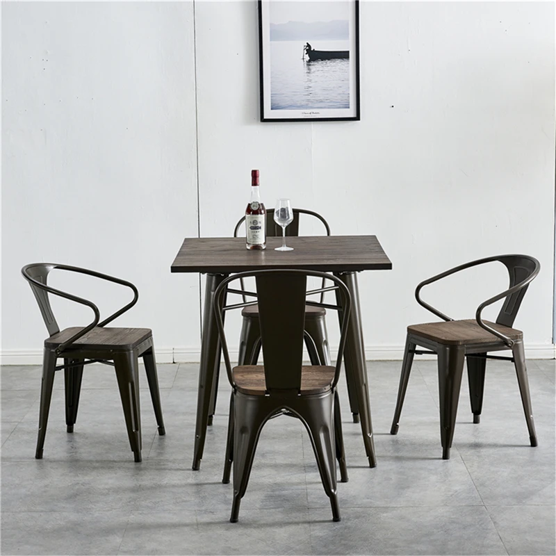 
Free sample India cheap dining room furniture Industrial Style metal iron dining table set 4/6 chairs Vintage dining room set 