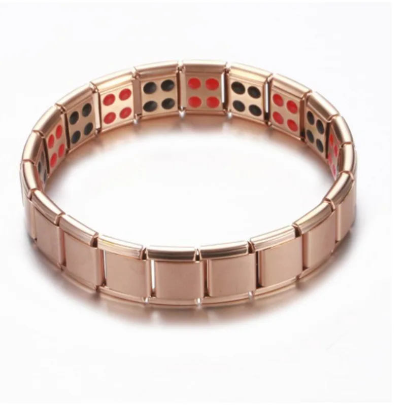 

Wholesale Adjustable Ion Germanium Stone Magnetic Wristband Bracelets Rose Gold Stainless Steel Energy Therapy Stretch Bracelets, Picture