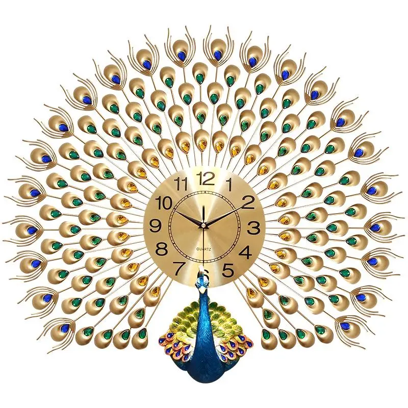 

odm/odmmodern wall clockWholesale Resin Peacock Decorative Wall Clock diy Luxury s Forreloj de pared, As photo show