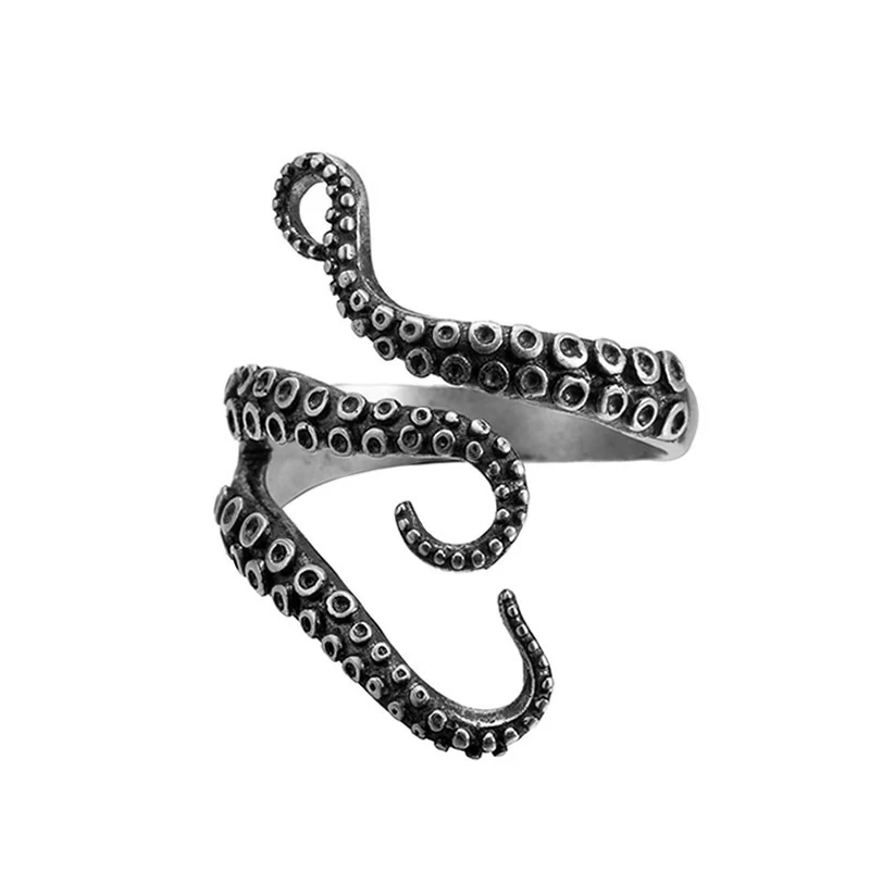 

Creative Punk Metal Octopus Ring For Women Men Unisex Adjustable Silver Rings Jewelry Halloween Gifts