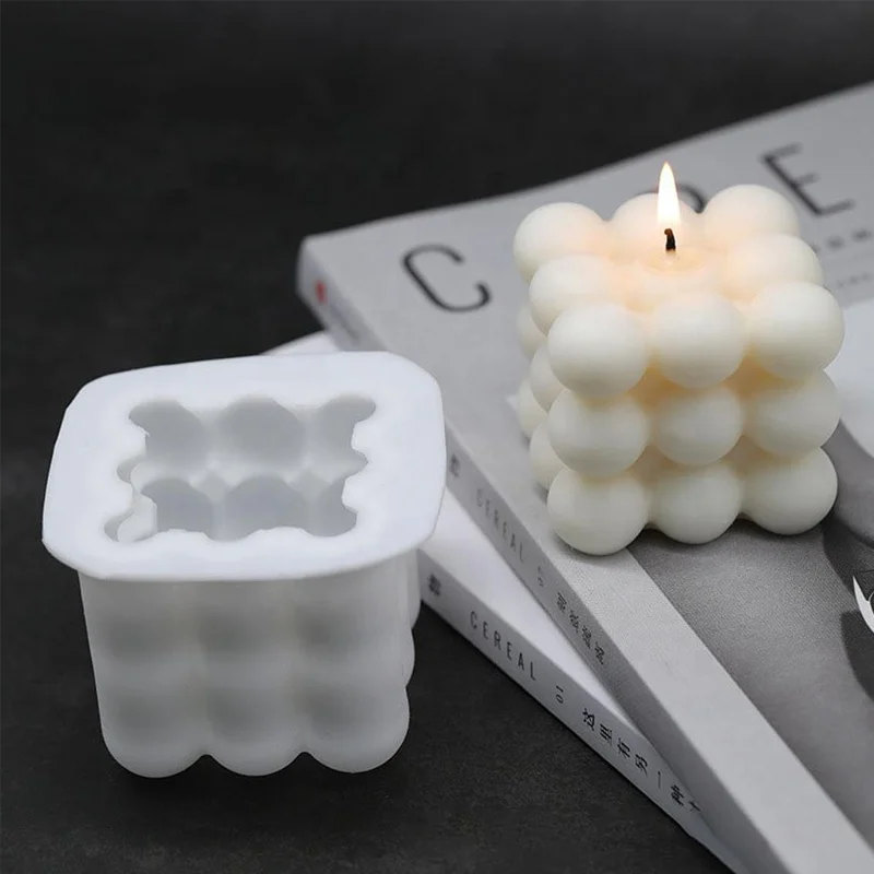 

Rubik's cube Silicone Candle Mold DIY 3D Cube Aromatherapy Candle Soap Mold, White