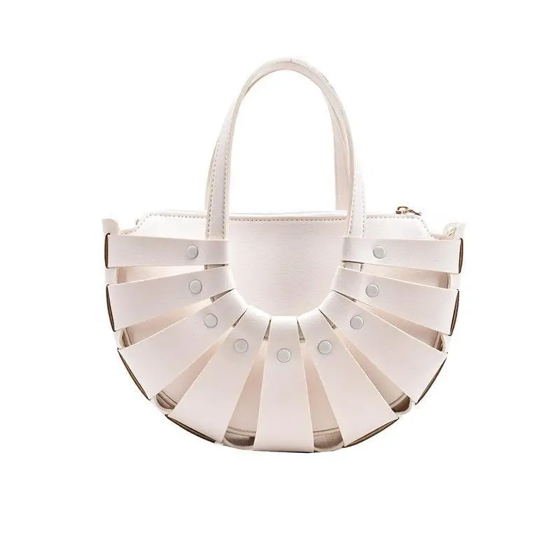 

Spring and autumn 2021 new street fashion one-shoulder stiletto bag stitched semi-round handbag