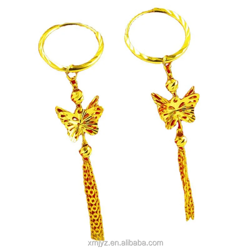 

Brass Gold Plated Long Tassel Butterfly Earrings