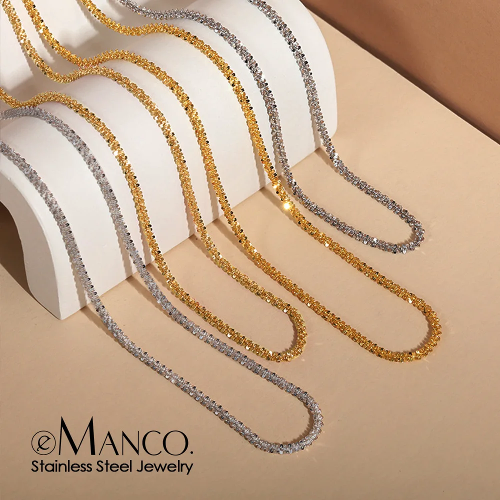 E-Manco Fashion Jewelry Necklaces Star Link Chains Stainless Steel 14k Gold Plated Ladies Sparkling Chain Necklace for Women