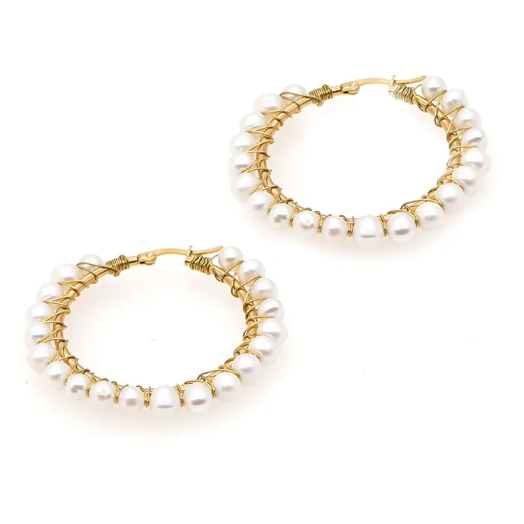 

EP1003 fashion stainless steel women hoop earring ,trendy pearl ladies earring