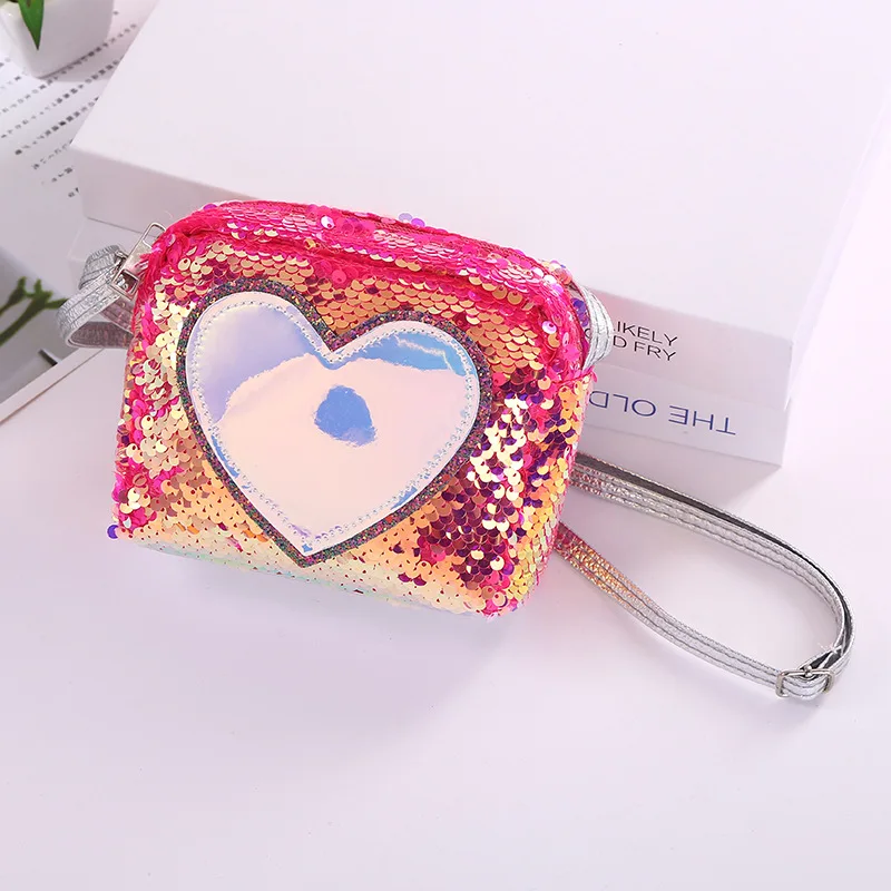 

Shoulder Messenger Handbag Bag Cute Girls Toddler Casual Shoulder Strap Laser Patent Sequin Crossbody Baby Kids Unisex Sequined, Red/ blue/pink