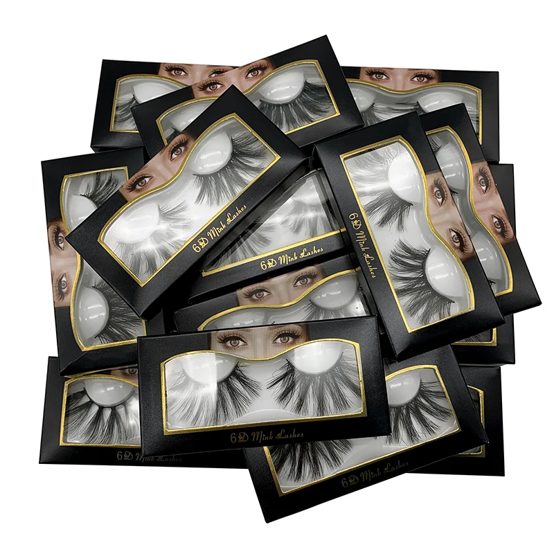 

OEM eyelash vendor customized boxes eyelash packaging box 3D 6D 25MM Faux Mink Eyelashes Strip Faux Mink Eye Lashes Vendor