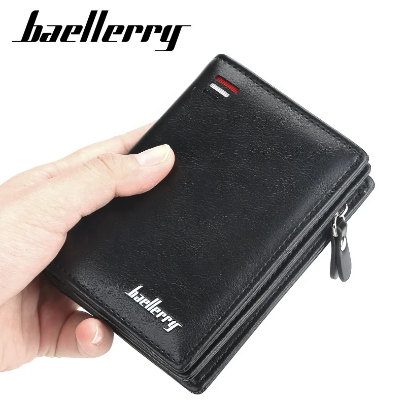 

Baellerry Men Zipper Wallet Small Card Man Short Purse, Black,coffee,khaki