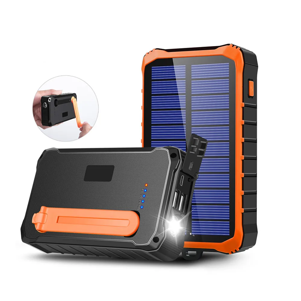 

New products 2021 unique Portable solar power bank bright torch hand crank usb phone charger for outdoor
