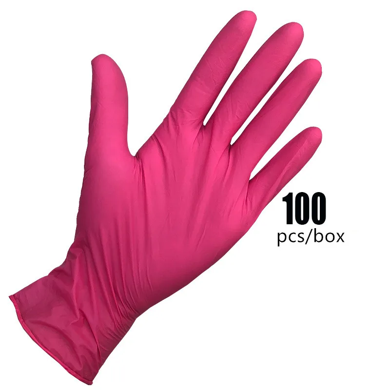 Disposable Nitrile Examination Glove Housekeeping Kitchen Medical Pink Disposable Gloves