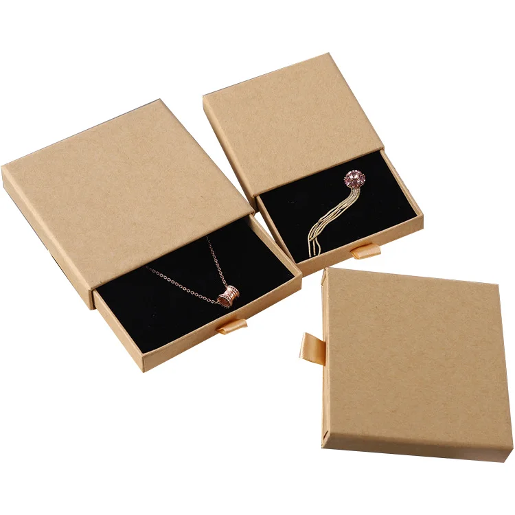 

2cm 1.7cm slider jewelry boxes package women necklace earring jewelry box gift drawer box with logo, Cmyk / customization