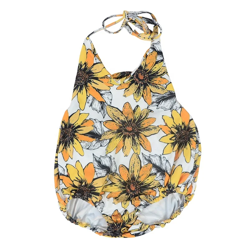 

Wholesale baby summer Frenulum romper girls printed romper baby bubble romper Design boutique kids clothing, Picture shows