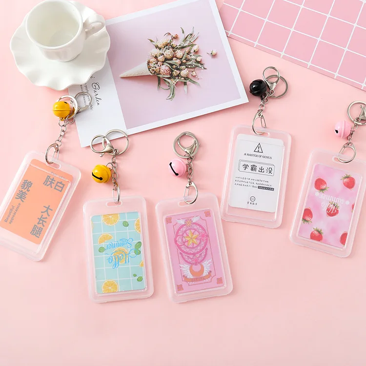 

Stars Girls Student Bus Bank Card Bag Letter Peach Key Card Holder Korea Ins Fashion Bag accessories Card Case, As photo