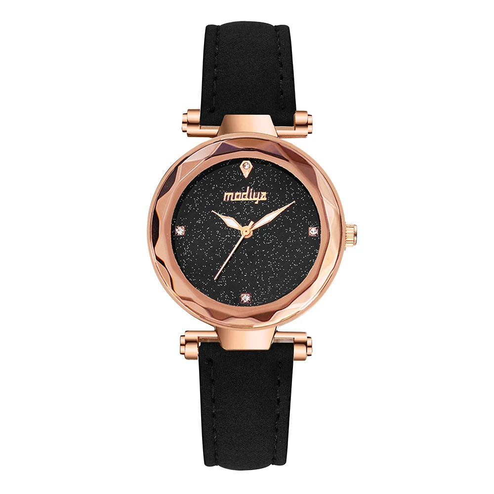 

Leather Martin Women Quartz Watch Waterproof Plating Lady Watch with Bracelet