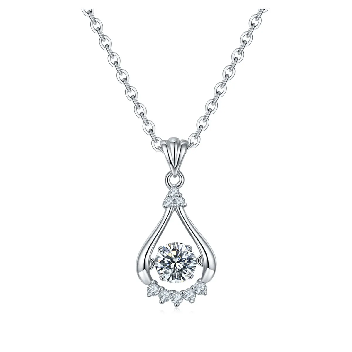 

2021 european fashion beautiful water drop pendant 925 silver 0.5ct moissanite women jewelry diamond necklace, Picture shows