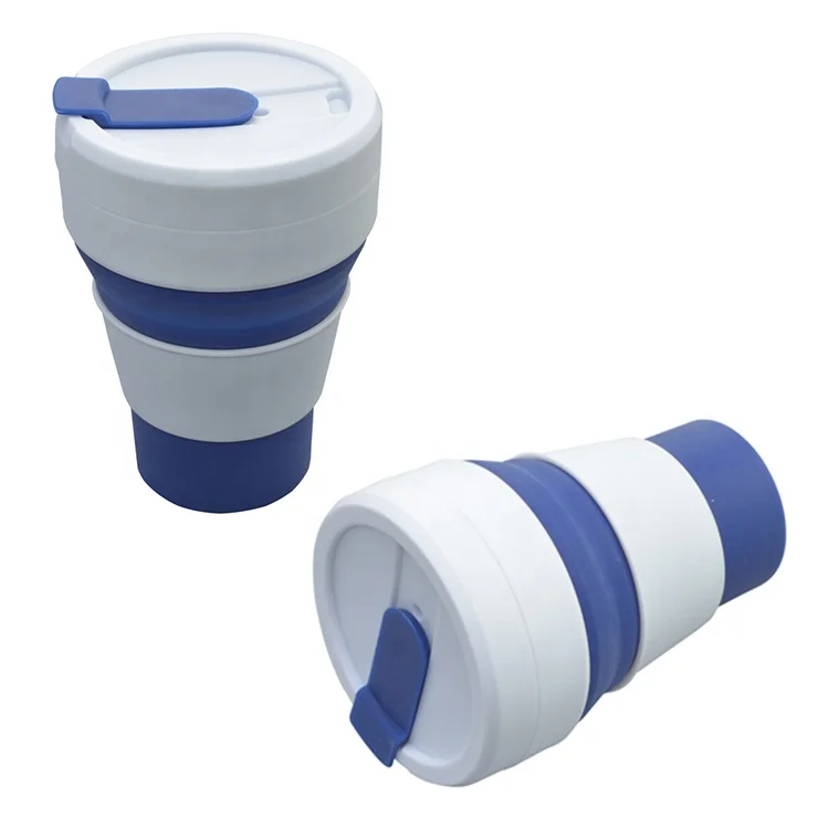 

Portable silicone telescopic cup outdoor travel Silicone folding cup with lid kingda, Blue\green\red\black